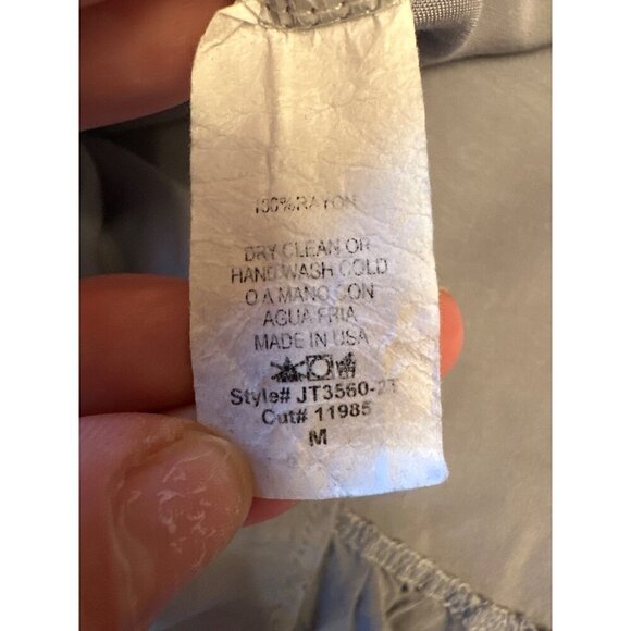 J&M Womens Light Blue Ruffle Hem Rayon Top Short-Sleeve Size M - Picture 4 of 4